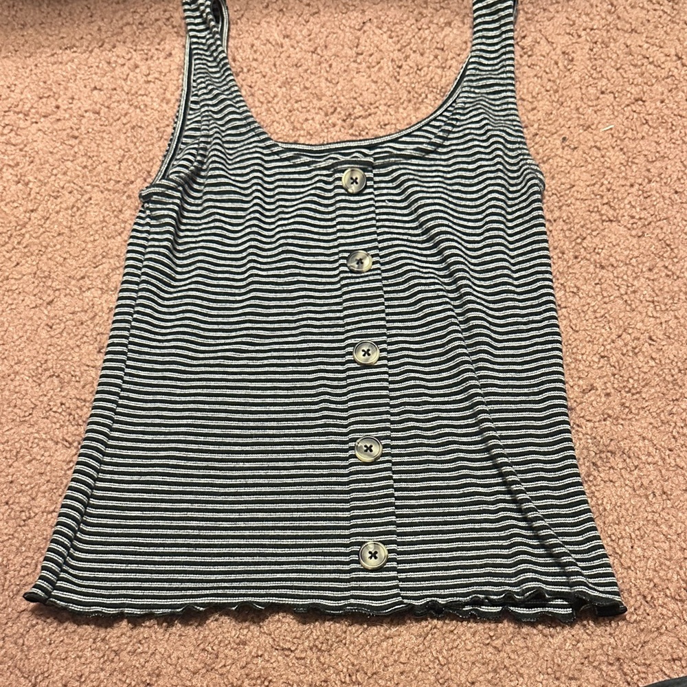 Stylish Striped Button-Down Tank Top